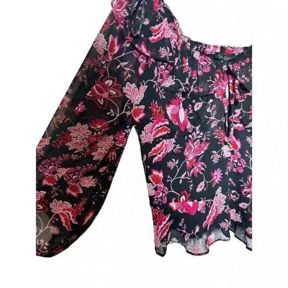 Jessica Simpson Blouse Top Large Sheer Floral Long‎ Sleeve Lined - Picture 5 of 9